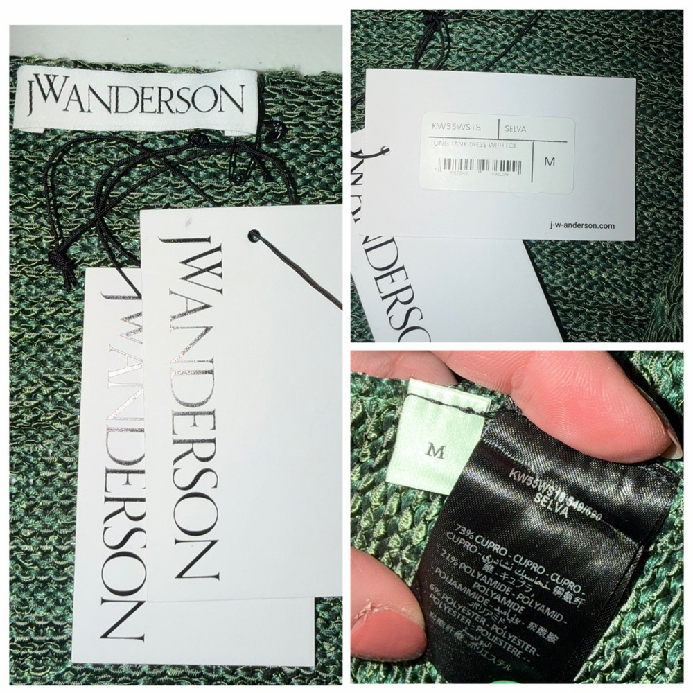 JW Anderson Green Metallic Knit Maxi Dress Gold Foil Coated Medium Designer NWT - Picture 12 of 13